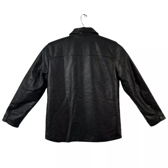 Levi’s Men's Faux Leather Trucker Jacket Size M Dark Brown Warm Sherpa Lining - Picture 6 of 10